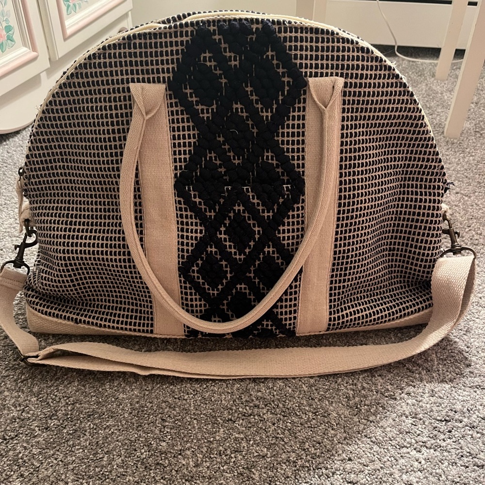 Stylish Navy Blue and Cream Women's Travel/Duffel Bag
